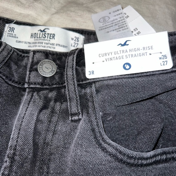 ULTRA HIGH-RISE RIPPED BLACK VINTAGE ANKLE STRAIGHT JEANS Size 3R. W26 Length 27 - Picture 3 of 8